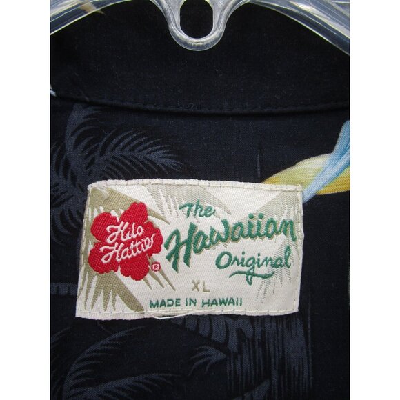 VINTAGE Hilo Hattie Shirt XL Hawaiian Button Down Floral Aloha Pocket - Picture 8 of 10